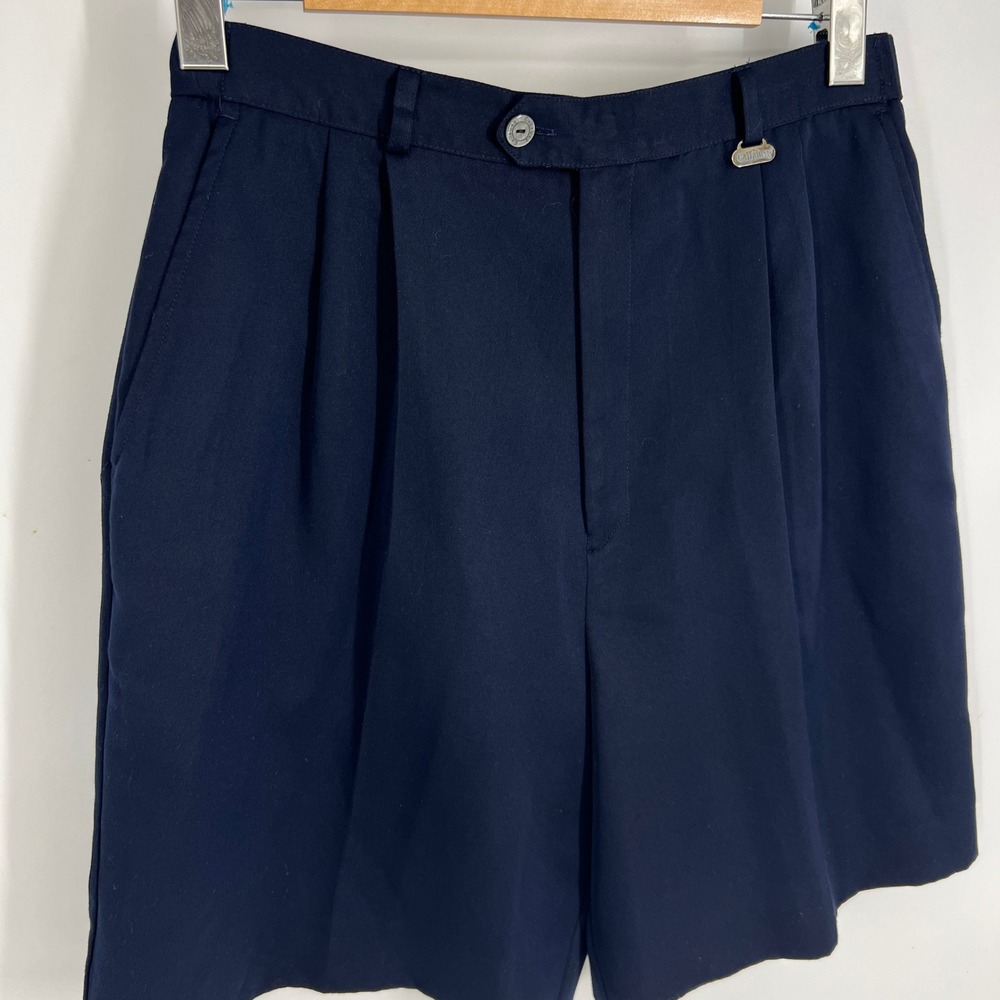 Vtg Callaway Golf Nordstrom Navy Blue Pleated Microfiber Shorts Womens 12 USA - Picture 3 of 12